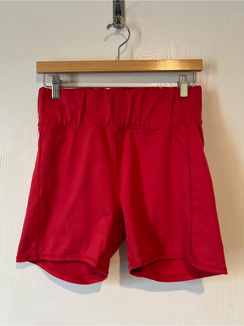Free People Movement Athletic Biker Shorts Red High Rise Waisted Size M Medium